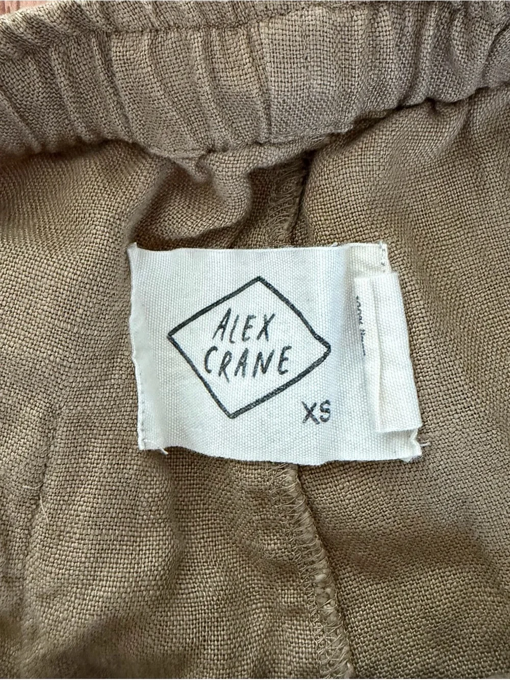 Alex Crane Bo Mens XS Linen Shorts Sand Beige Tan Elastic Drawstring